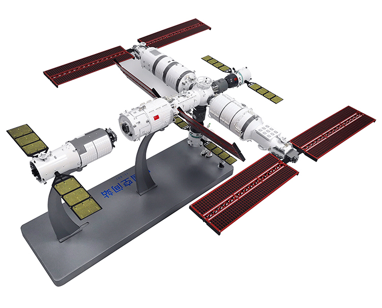 中国空间站模型天宫号合金神舟航天器天宫火箭仿真卫星模型 1:80空间
