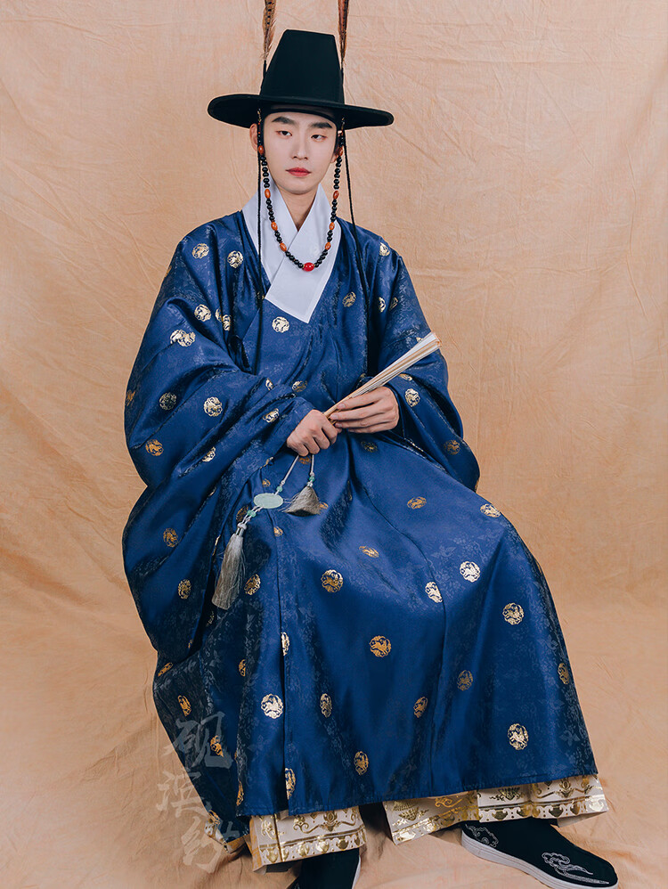 明制汉服直裰男装中衣内搭可搭配道袍直裰圆领袍-现货 白色大琵琶袖