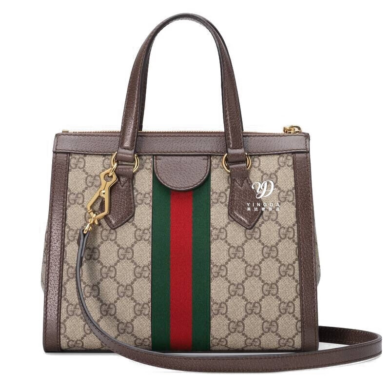 gucci古驰女包女士ophidia经典红绿纸袋手提包单肩斜挎包乌木色预售