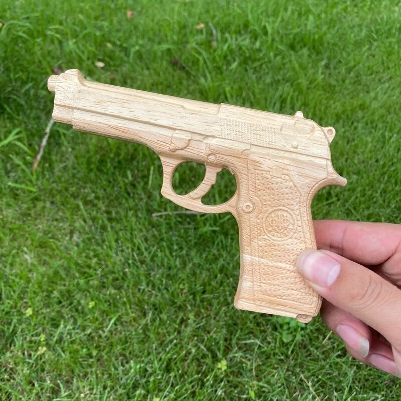 木头玩具枪打皮筋木枪连发皮筋枪步抢冲锋枪舞台表演道具长抢橡木浮雕