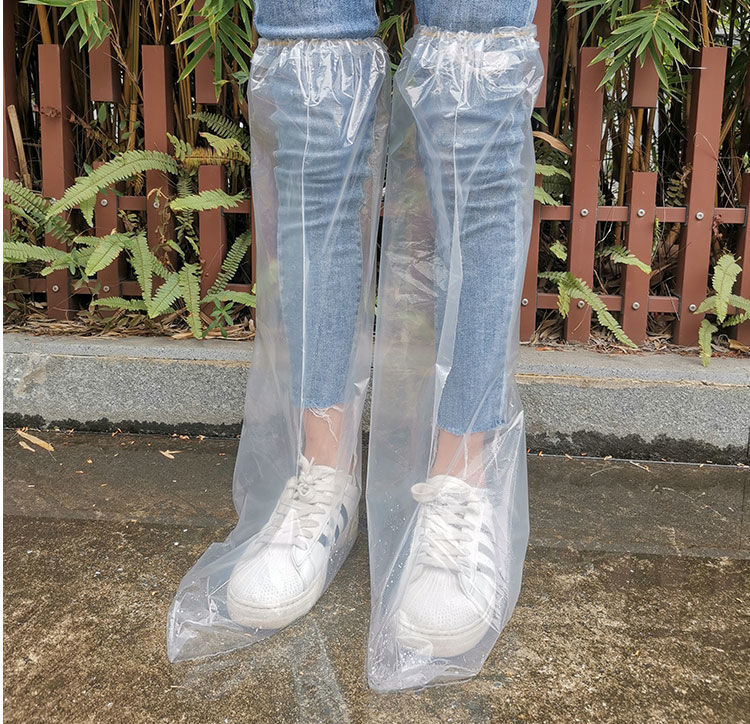 透明脚套防水旅游下雨防雨神器69cm丿宝石蓝过膝鞋套100只50对巨划算