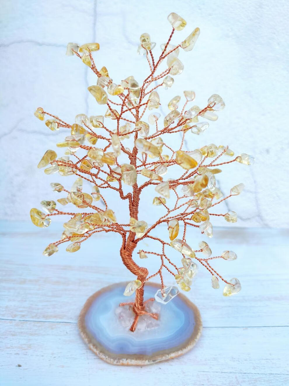 丹普纯手工天然粉紫色黄水晶树招桃花灵气转运礼品diy能量桌面小摆件