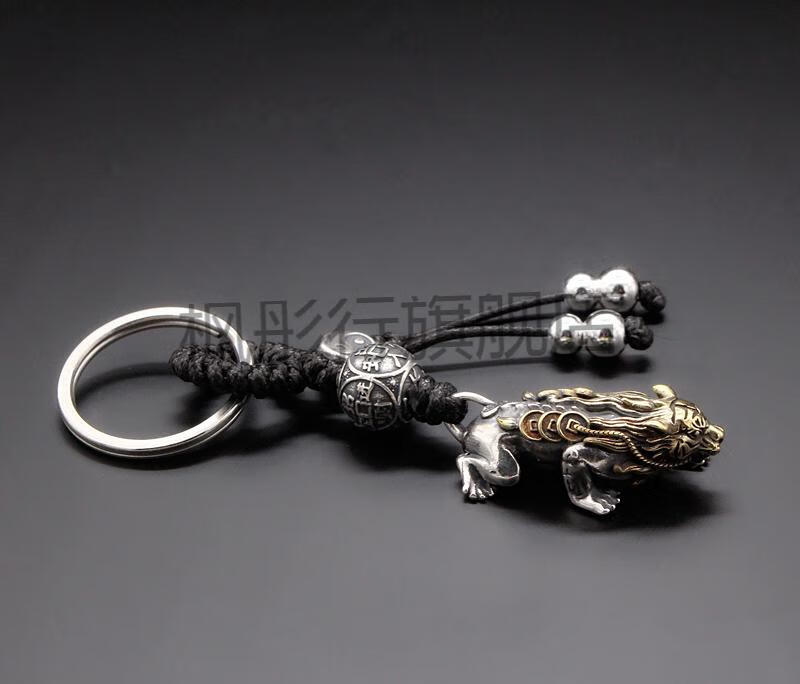 纯银小老虎钥匙扣老虎头貔貅吊坠汽车钥匙扣挂件男生肖复古本命年挂饰