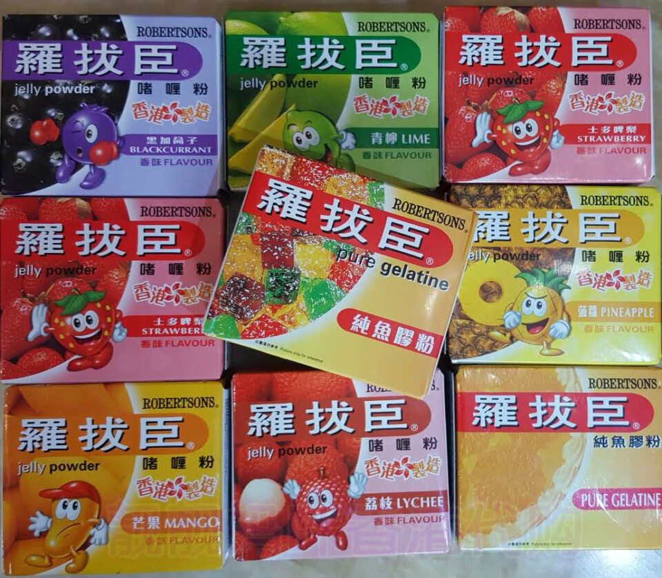 罗拔臣鱼胶粉纯鱼胶粉果冻粉罗拔臣啫喱粉食用吉利芒果布丁粉家用装拨