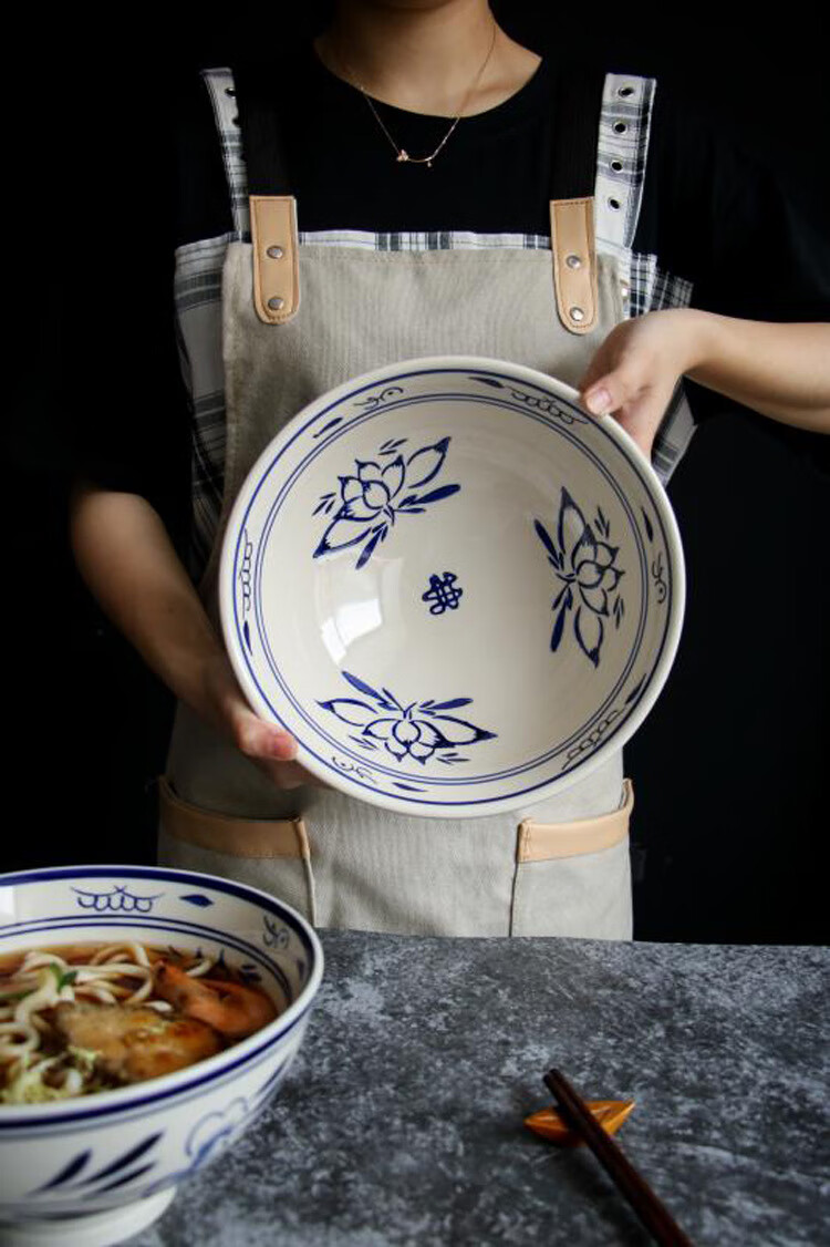 【京享好物】陶瓷拉面碗 陶瓷青花陕西大碗大老碗高脚大碗油泼面碗