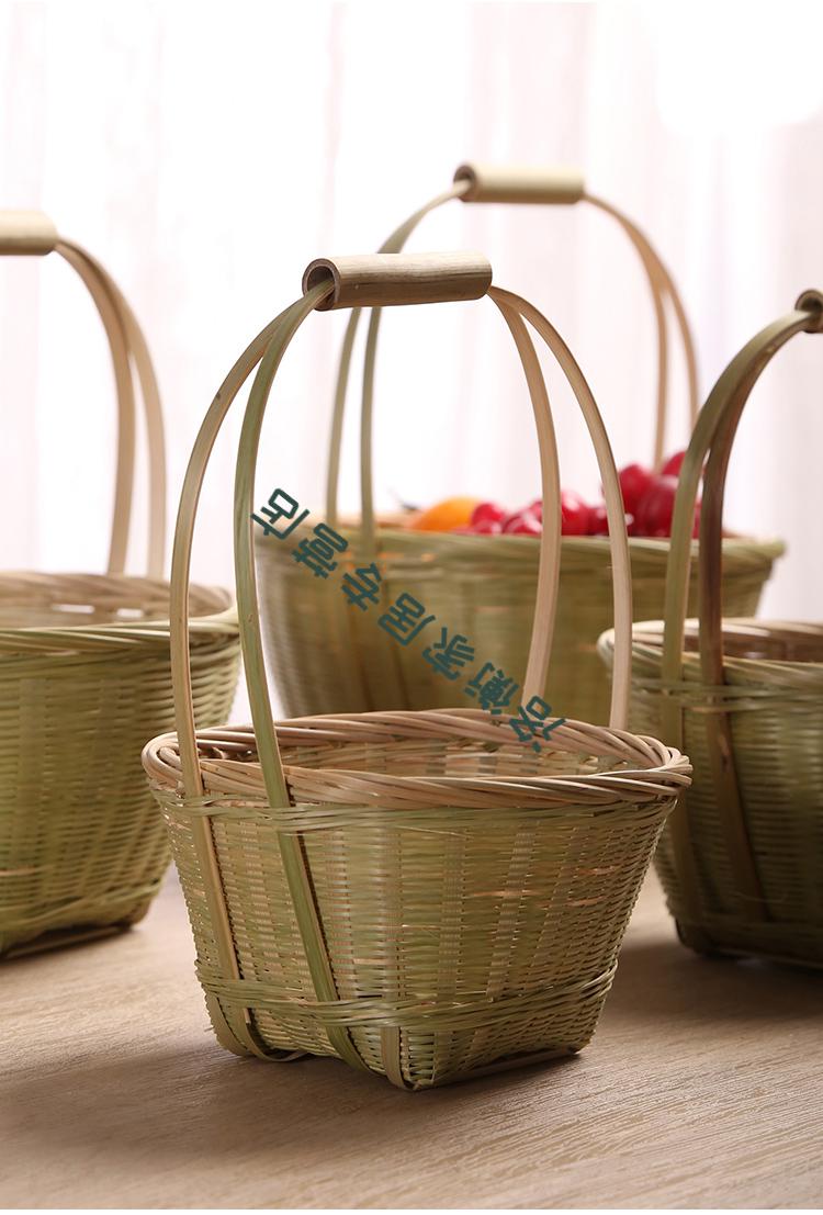 竹制品手工竹编手提篮水果篮家用零食收纳篮采摘篮鸡蛋篮迷你竹筐竹编
