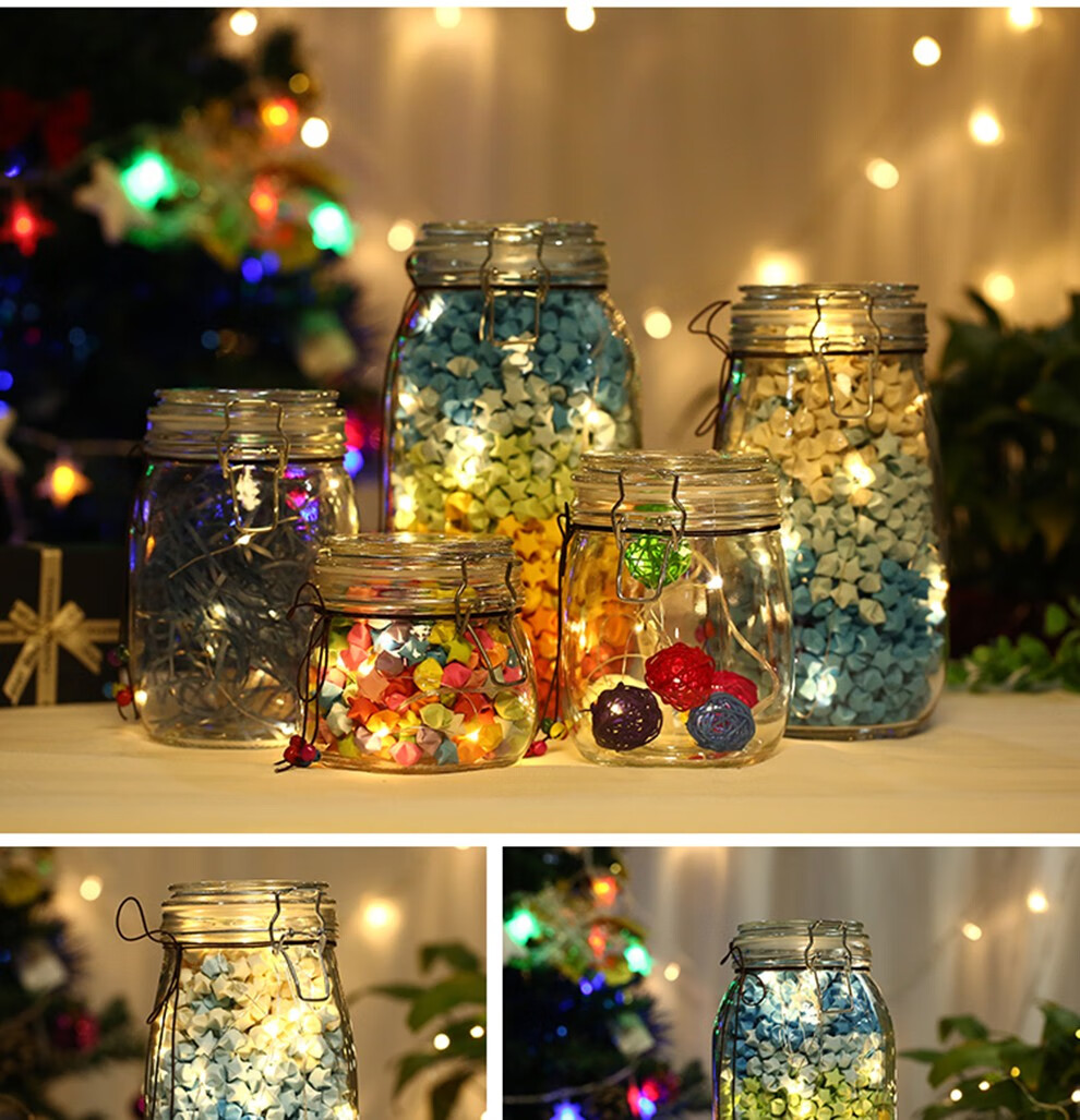 星星瓶子夜光创意许愿瓶手工diy成品千纸鹤幸运星漂流瓶玻璃瓶生日