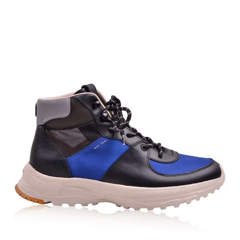 精品coach蔻驰男鞋帆布配皮厚底高帮休闲运动鞋老爹鞋g4693蓝色中国码