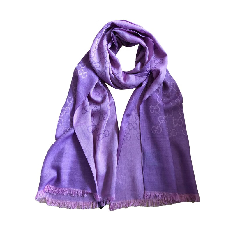 gucci/古琦 薰衣草紫薄款gg提花双面围巾 浅紫色 45*180【图片 价格