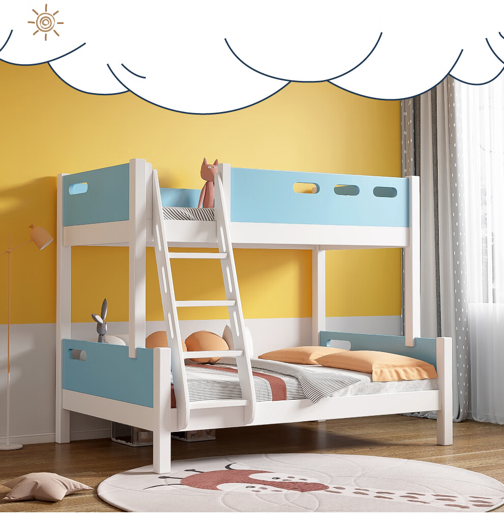 藏福堂子母床实木高低床儿童床女孩男孩上下床小孩床现代简约实木双人