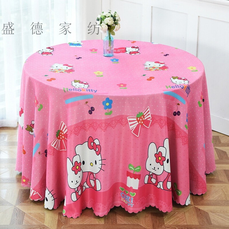 盛德儿童桌布卡通可爱长方形台布hellokitty桌布圆桌布书桌布冰雪圆