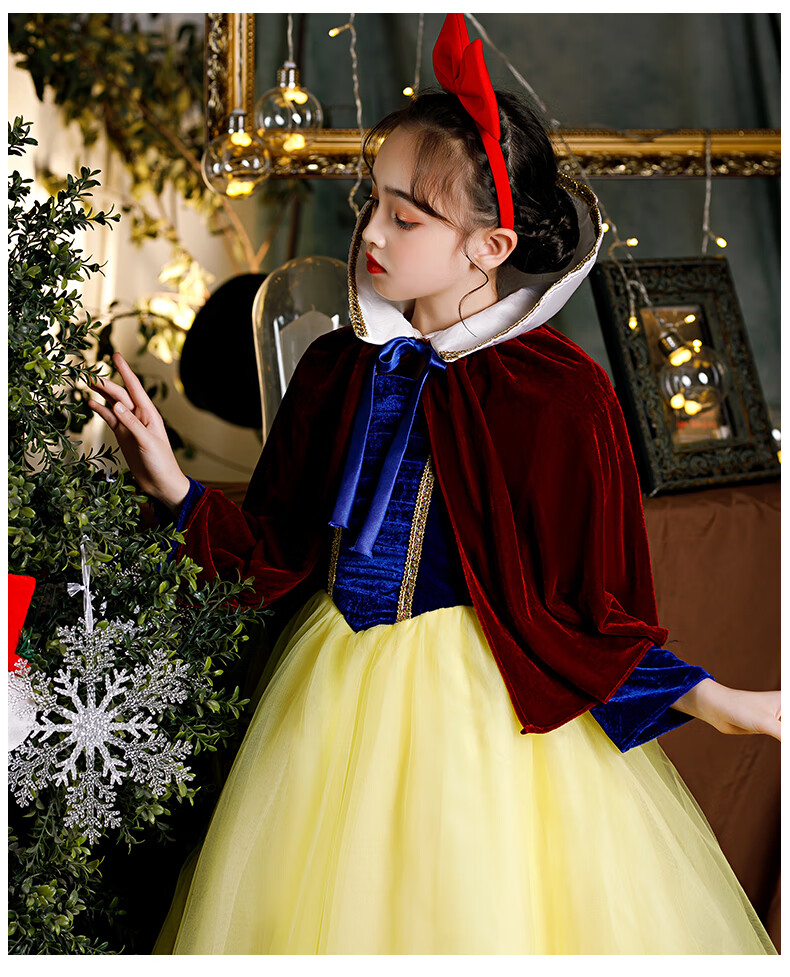 万圣节儿童演出服装女童冰雪奇缘白雪公主裙cosplay生日连衣裙子 衣服