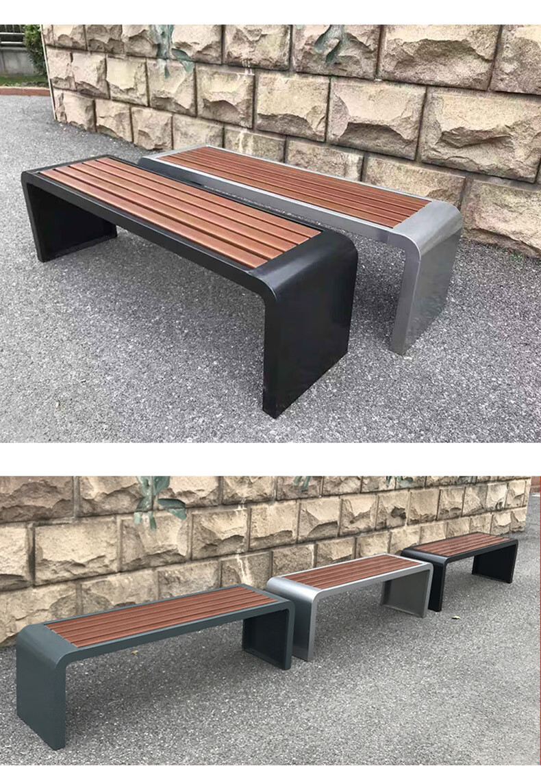 不锈钢公园椅户外长椅休闲座椅铁架长条排椅庭院广场露天休息长凳