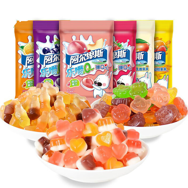 阿尔卑斯qq糖乐225g16袋缤纷软糖可乐味夹心多口味整箱混合口味225g16