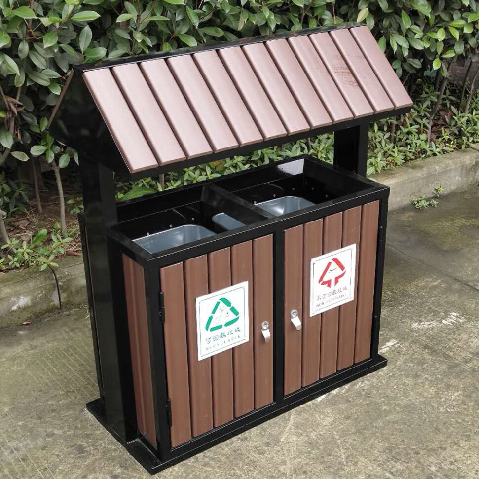 户外垃圾桶室外分类双桶物业园林景区废物筒不锈钢新科大果皮箱正