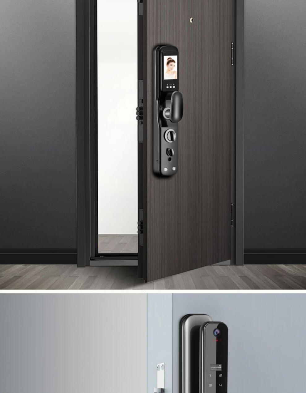 指纹锁智能门锁 老式外装锁防盗门锁牛头锁改指纹锁人脸识别锁智能锁