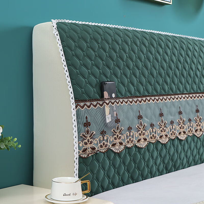 卧室全包床头罩软包木头床防尘罩布艺夹棉弹力布可拆洗床靠背保护高奢