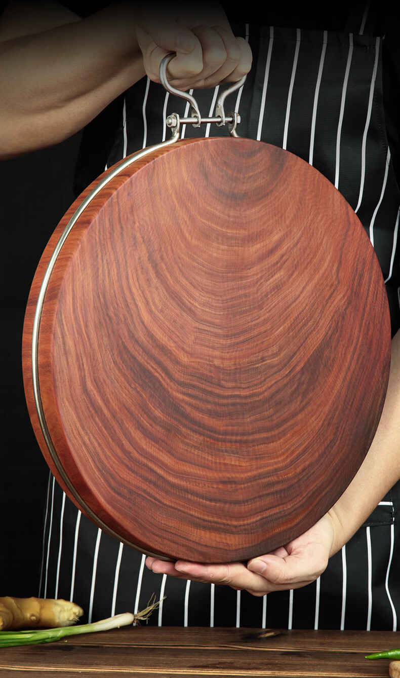 进口越南铁木菜板原木蚬木砧板整木圆形切菜板厨房菜墩剁肉板耐砍剁36