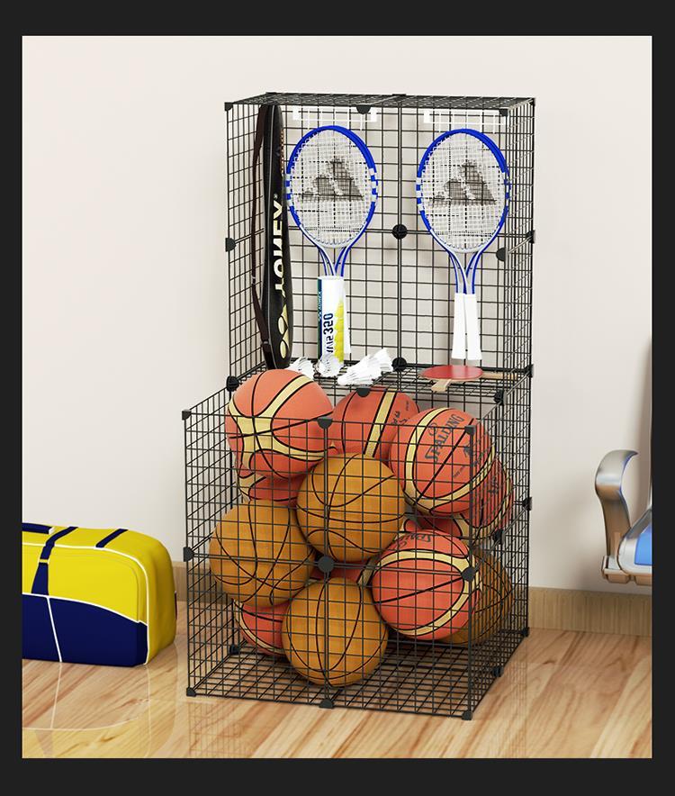 放篮球收纳筐置物架家用幼儿园球类框儿童装足球挂羽毛球拍放置架黑3