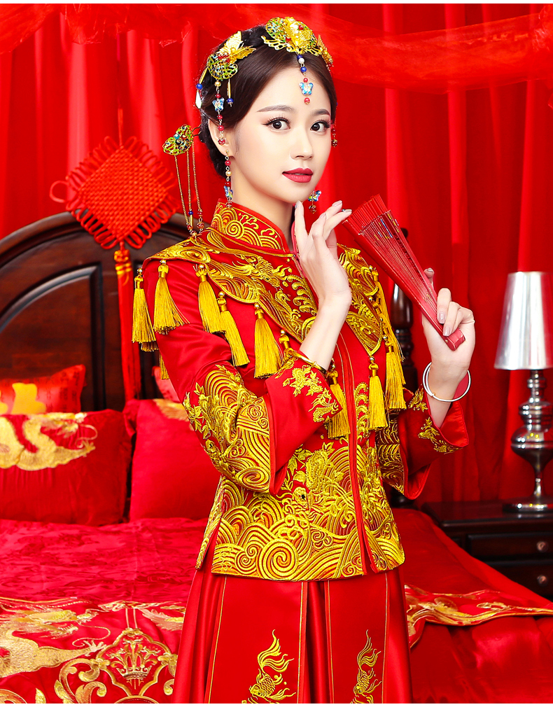 凤冠霞帔秀禾服新娘礼服嫁衣冬小个子古装婚服绣和服女中式婚纱敬酒服