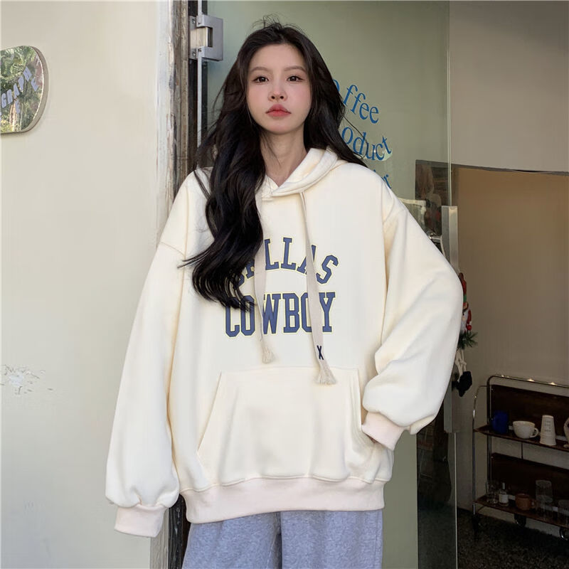 春款卫衣女初中学生高中少女卫衣小个子女生美式加绒加厚连帽卫衣女