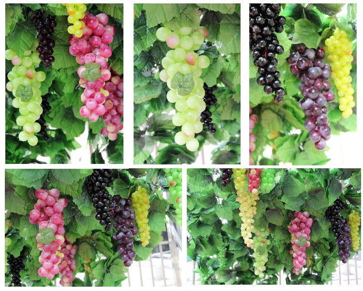 现货直发假水果仿真水果蔬菜仿真葡萄粒软橡胶葡萄串带叶植物小摆件