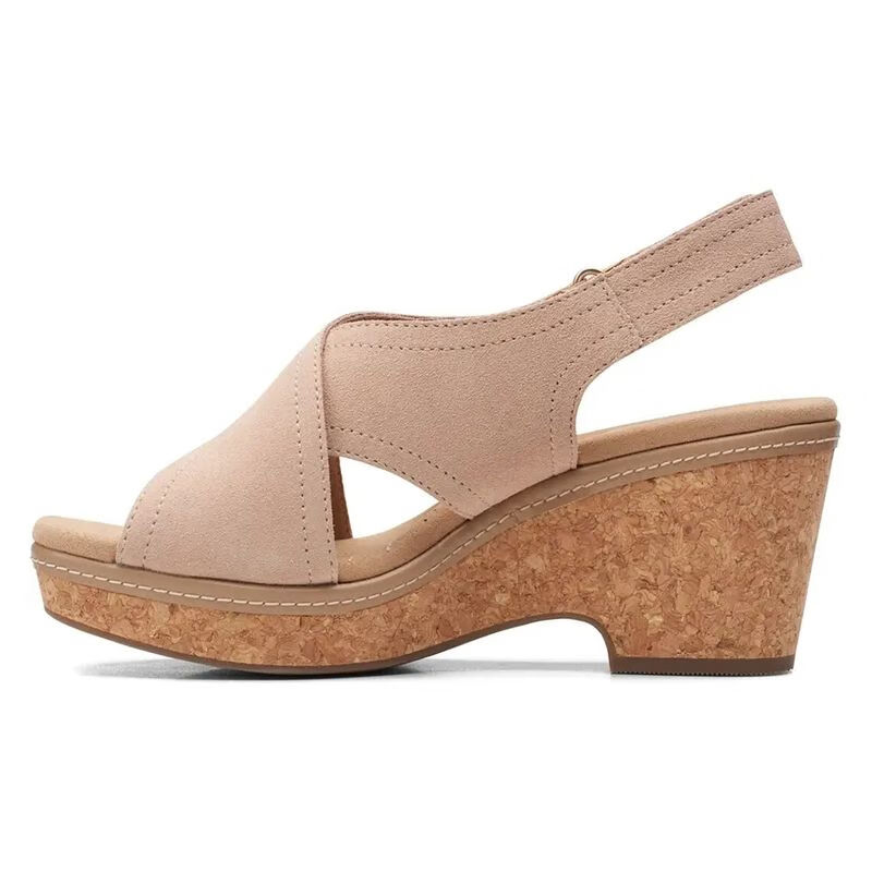 其乐clarks女鞋凉鞋方跟复古交叉带鱼嘴后空粗跟厚底时尚9476933black