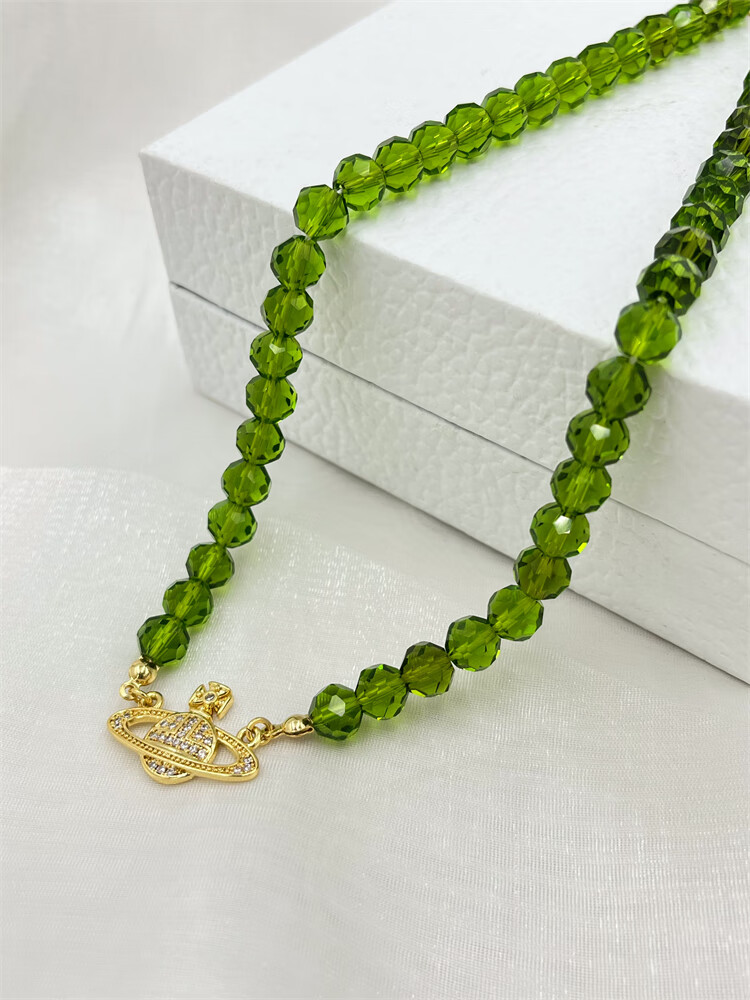珠佩丽顶盈西太后星球项链绿水晶串珠精致百搭显白气质潮流ins春夏