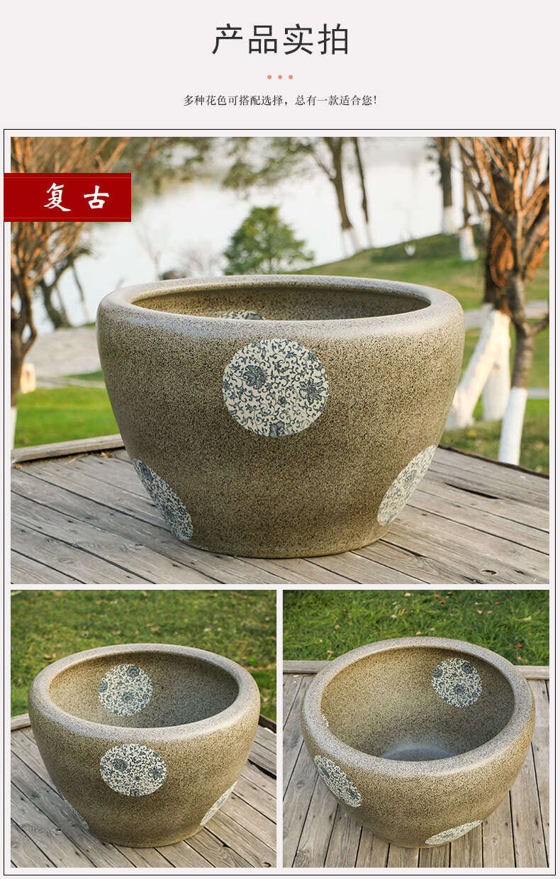 景德镇陶瓷缸金鱼盆睡莲碗莲乌龟阳台风水庭院大缸深缸水缸荷花盆雕刻