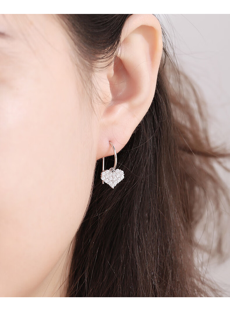 爱心耳环女银耳钉轻奢耳饰21年新款潮耳坠简约冷淡风赠女友虎年520