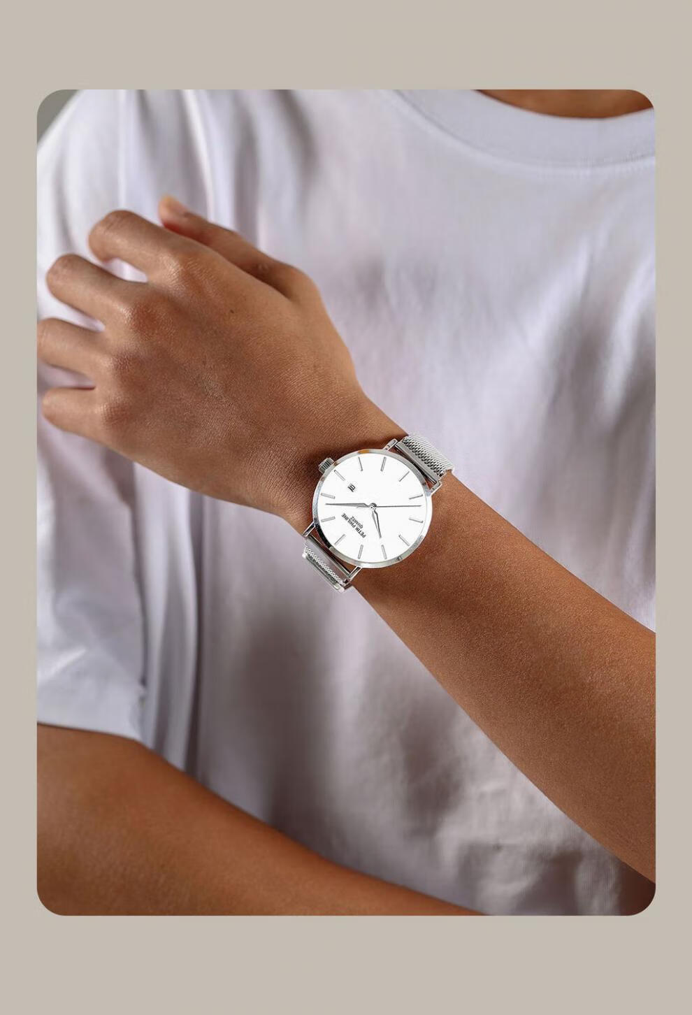 极简手表ins高颜值学生轻薄磁吸石英表潮流 真皮白面【图片 价格 品牌