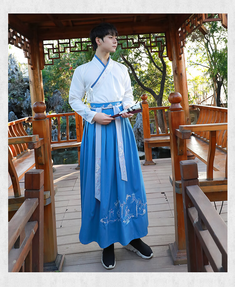 中国风古装男装大码汉服男大袖长袍外套文士书生古风交领襦裙套装班服
