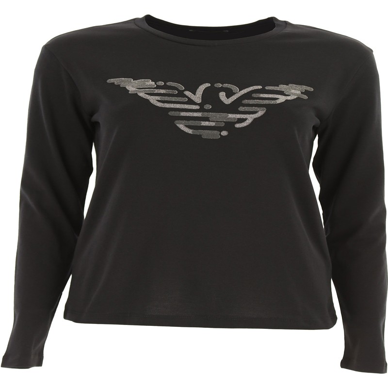 女士黑色老鹰翅膀图案长袖t恤 黑色 44【图片 价格 品牌 报价】-京东