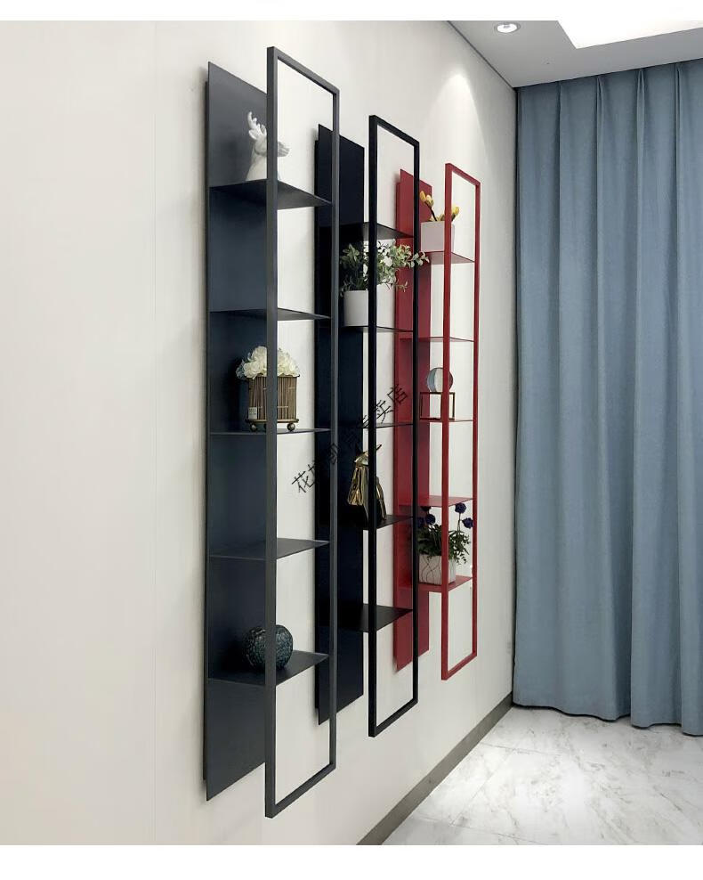 花娣意式极简置物架铝合金收纳架客厅展示架设计师家具黑色置物架