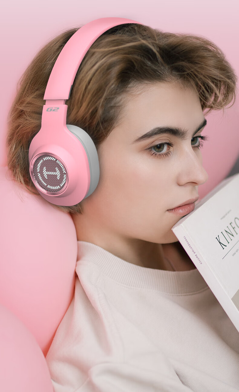 1声道游戏耳机 女生电竞耳麦 头戴式网红主播女神直播 g2版【usb黑色