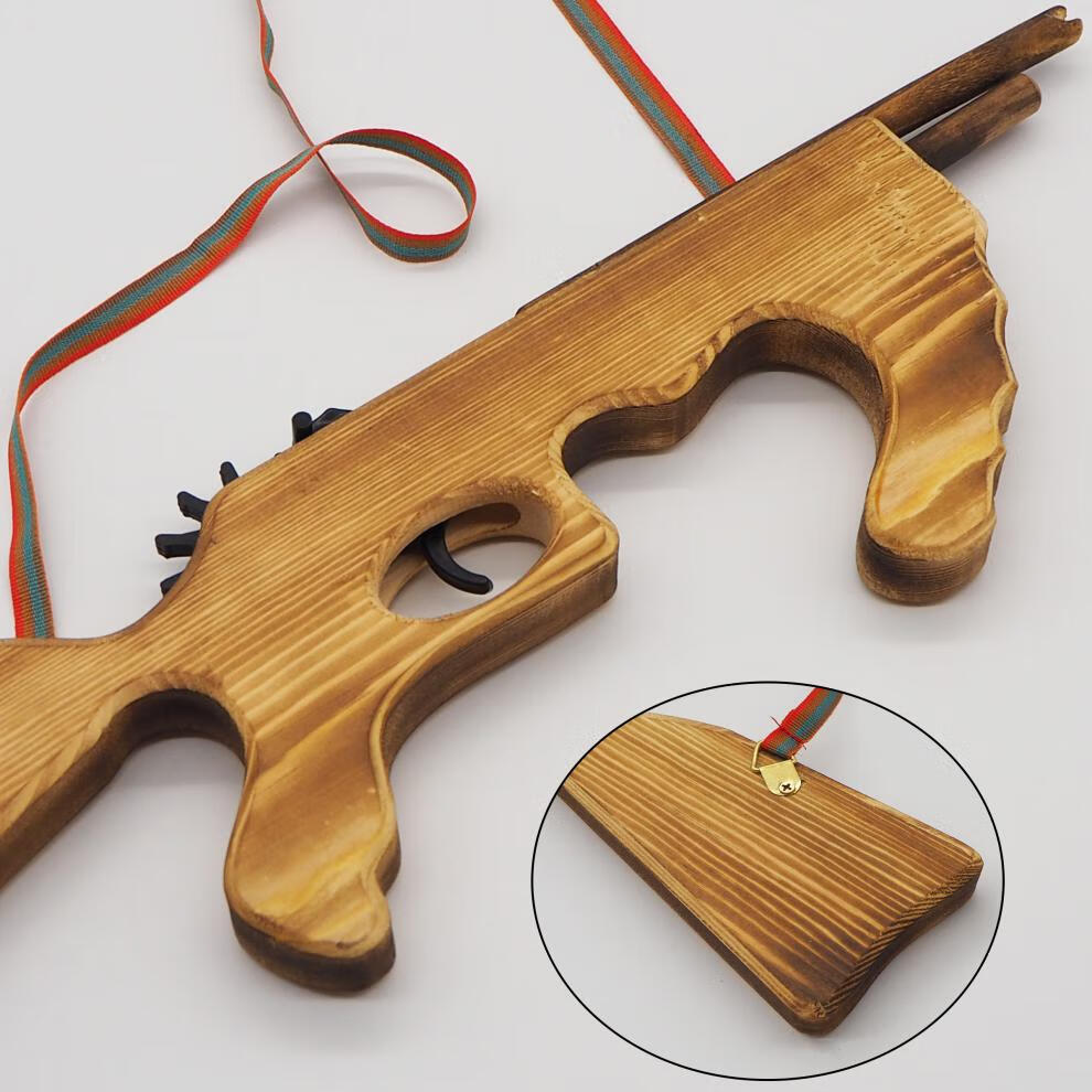 橡皮筋枪抖音同款 木头木枪木质玩具连发皮筋ak47冲锋枪童年怀旧传统