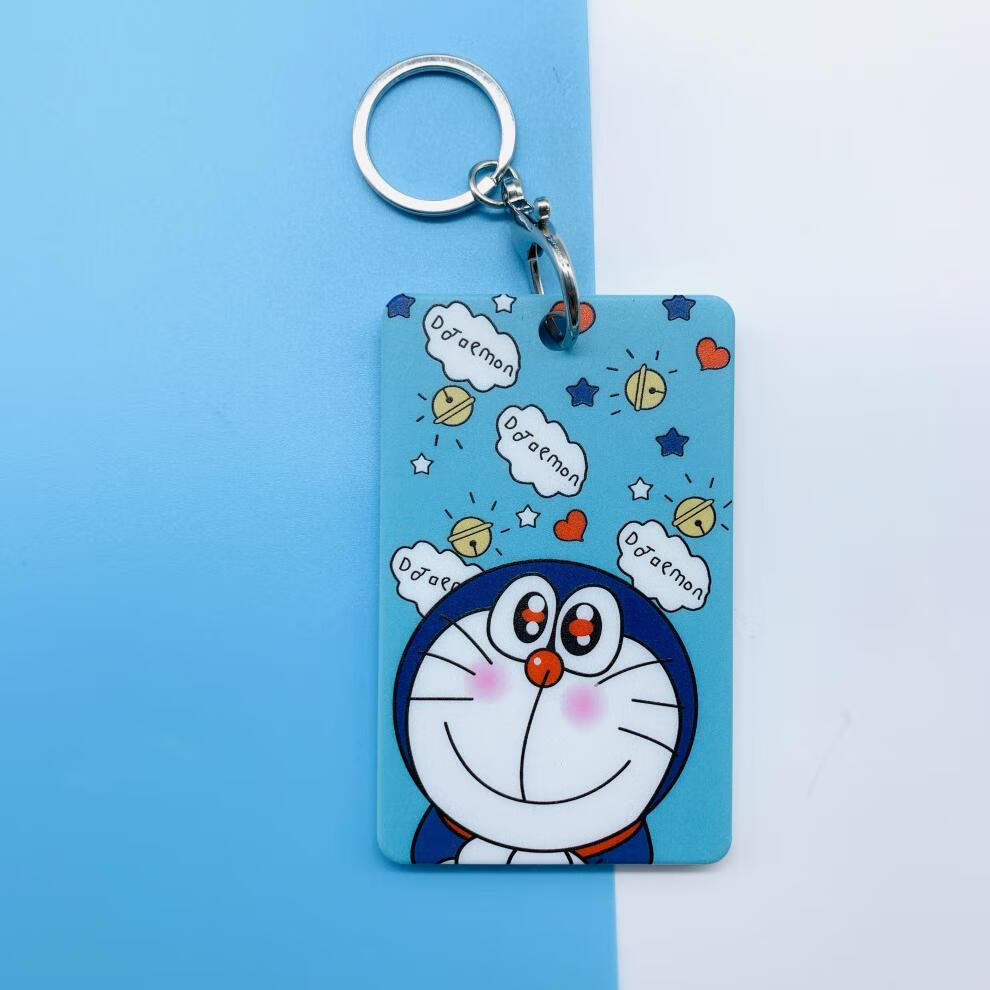 卡套钥匙扣学生卡饭卡保护套卡通地铁卡公交创意门禁卡房挂绳 机器猫