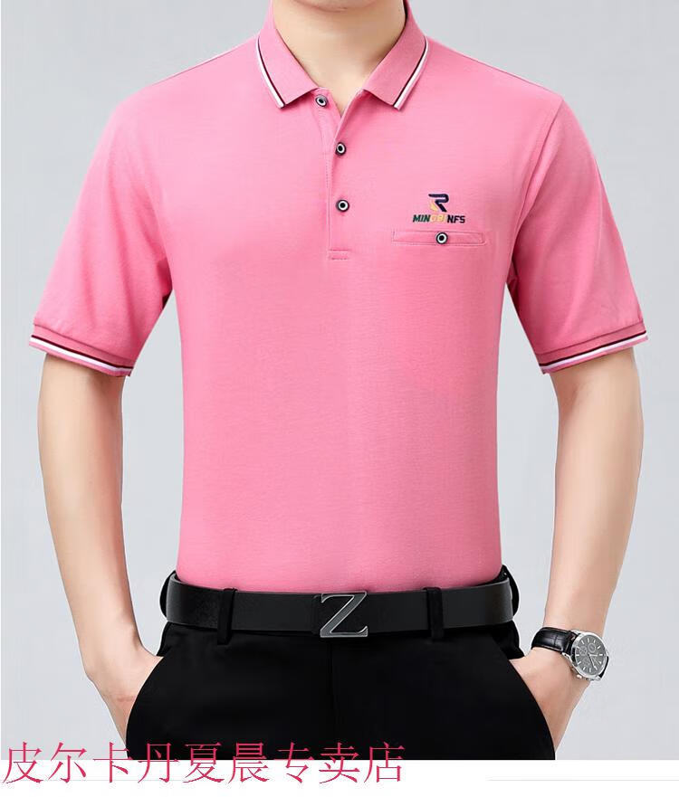 皮尔卡丹轻奢高端旗舰官网夏季新款翻领短袖t恤男桑蚕丝男士半袖大码