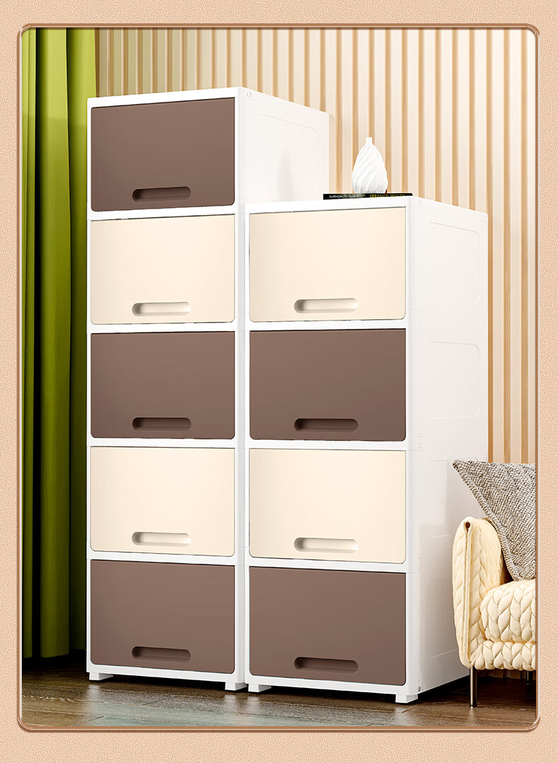 收纳柜子置物柜家用上翻盖式客厅零食柜轻奢厨房可移动储物柜卡其色29