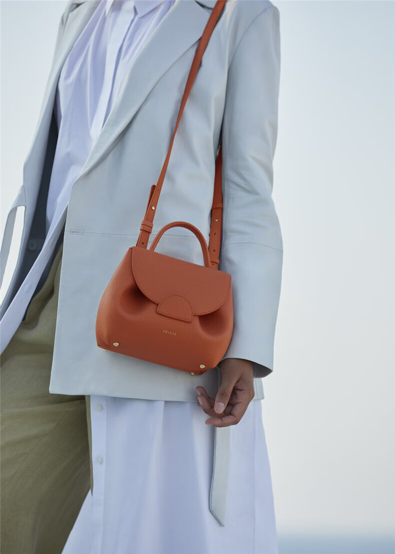 paris笑脸包包小号真皮polene笑脸包包女numberone单肩斜挎polenopari