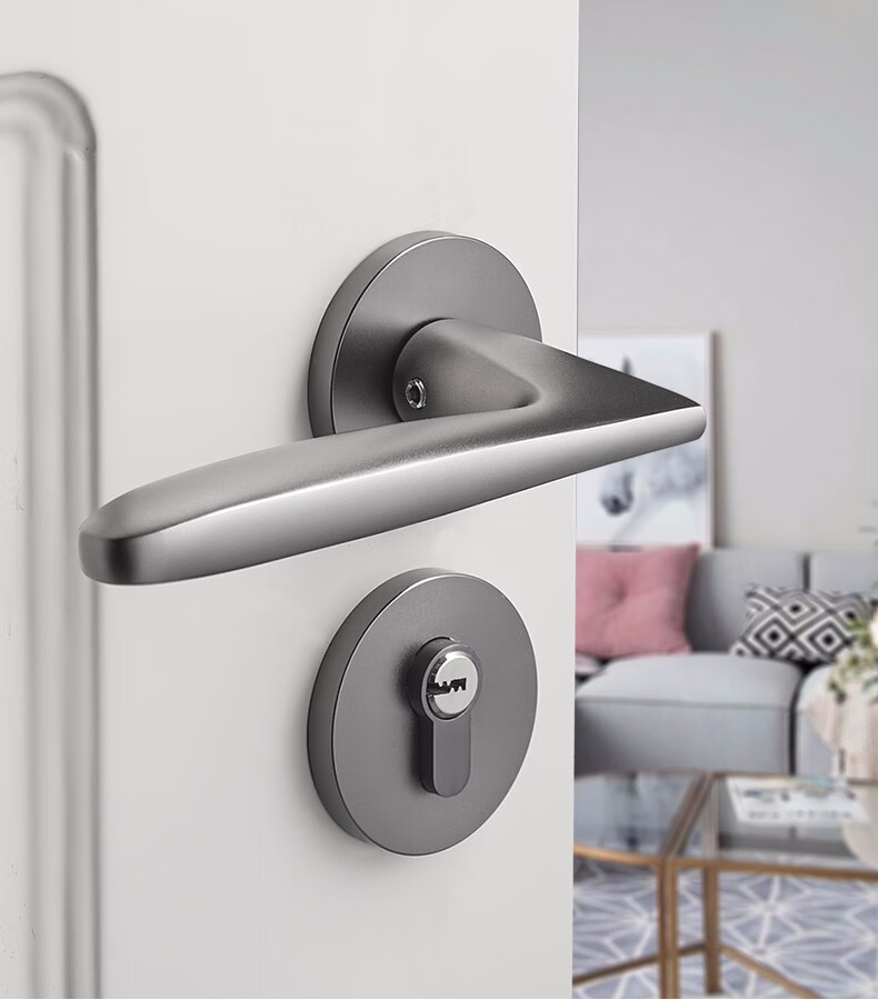 卡贝门锁室内分体锁磁吸锁卧室房门锁黑色静音实木门把手锁分体锁具