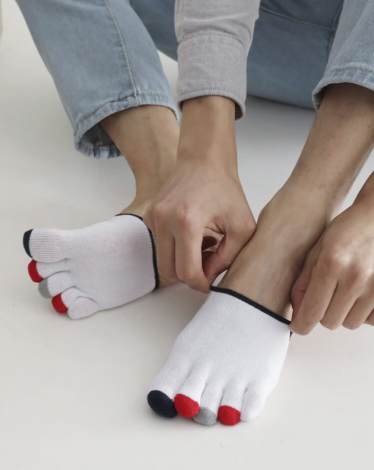 五指袜男夏季五指袜男士棉夏季薄款吸汗隐形分脚趾袜子半掌袜套凉鞋