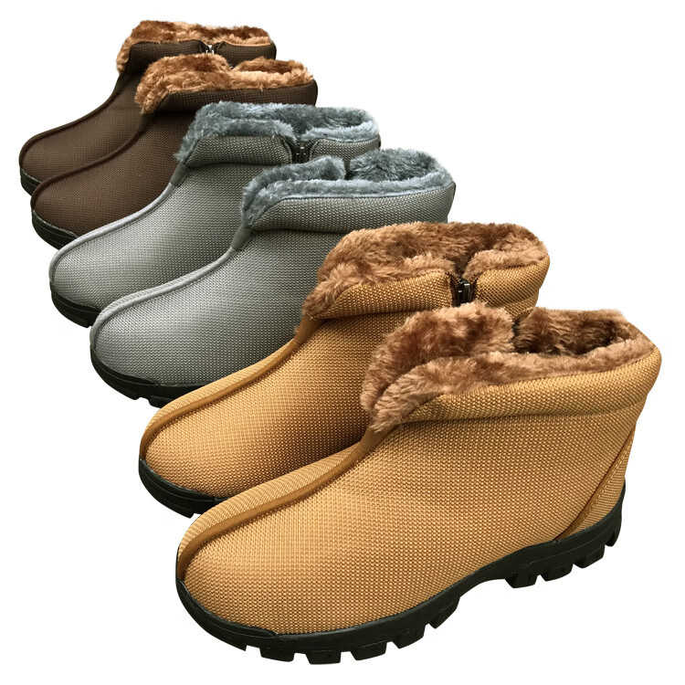 僧鞋男秋冬季防水防湿防滑加厚保暖绒棉僧鞋棉靴僧棉鞋 土黄色 35