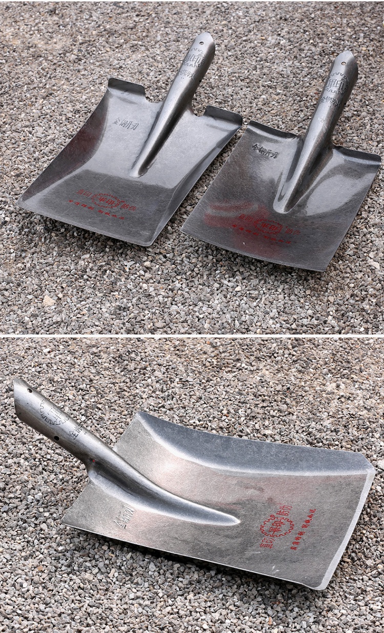 军印全钢加厚大铁锹锰钢尖方平头铁锨农用挖土种花钢锹户外铲子军印