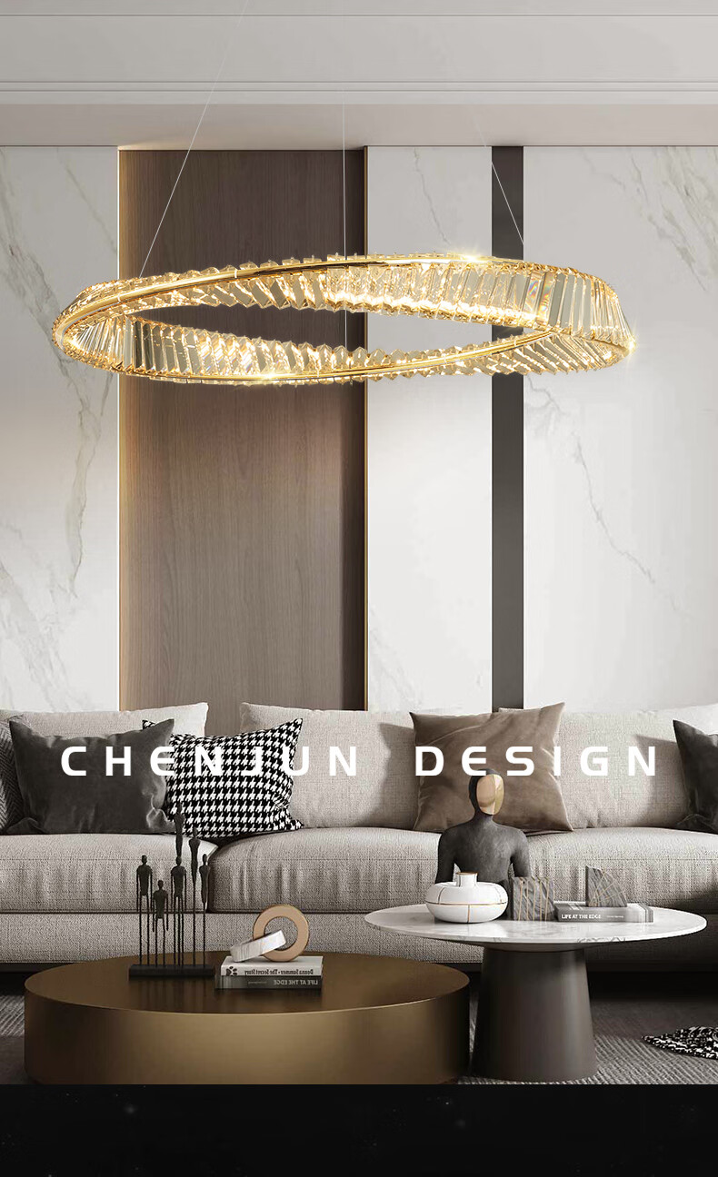 欧普 侍品质意式水晶灯大客厅吊灯餐厅设计师款圆环卧室后灯具 圆形