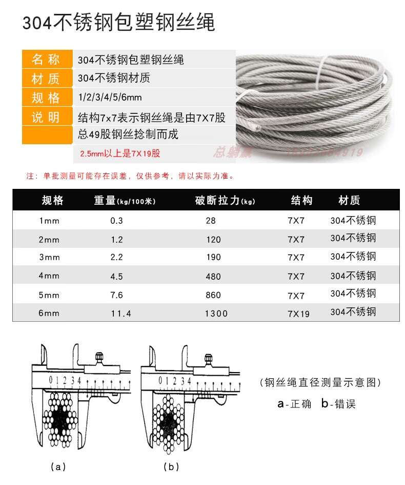 523468mm10粗包或不包塑钢丝绳晾衣绳牵引绳晾衣架 不包塑0.
