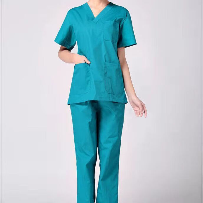 大号码洗手衣男分体套装刷手衣短袖气质女夏加大胖300斤定制藏蓝色