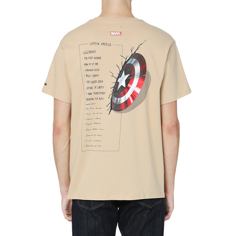 blockait男女同款春秋marvel联乘系列美国队长印花短袖t恤00227xfgr2