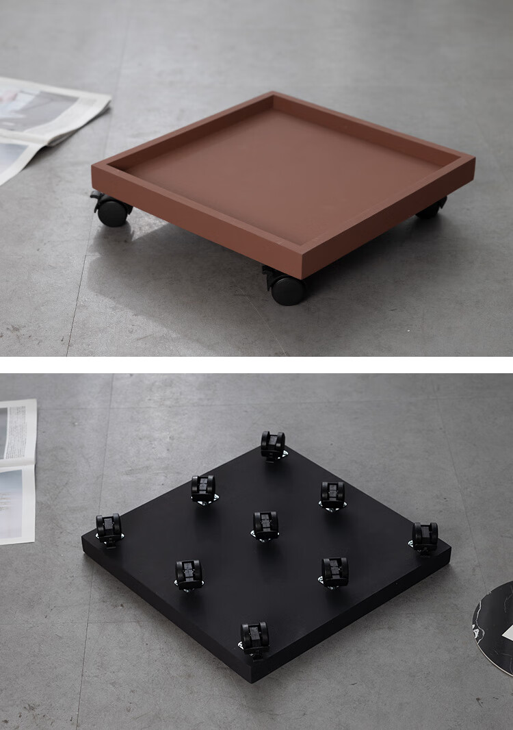底座滑轮正方形移动花盆托盘万向轮仿水泥白色家用底座带滚轮接水盘