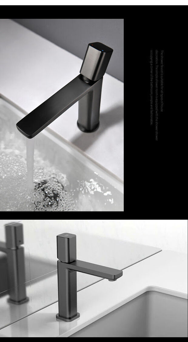 乐家卫浴roca面盆龙头全铜冷热拉丝灰黑白极简洗手间台盆水龙头定制枪